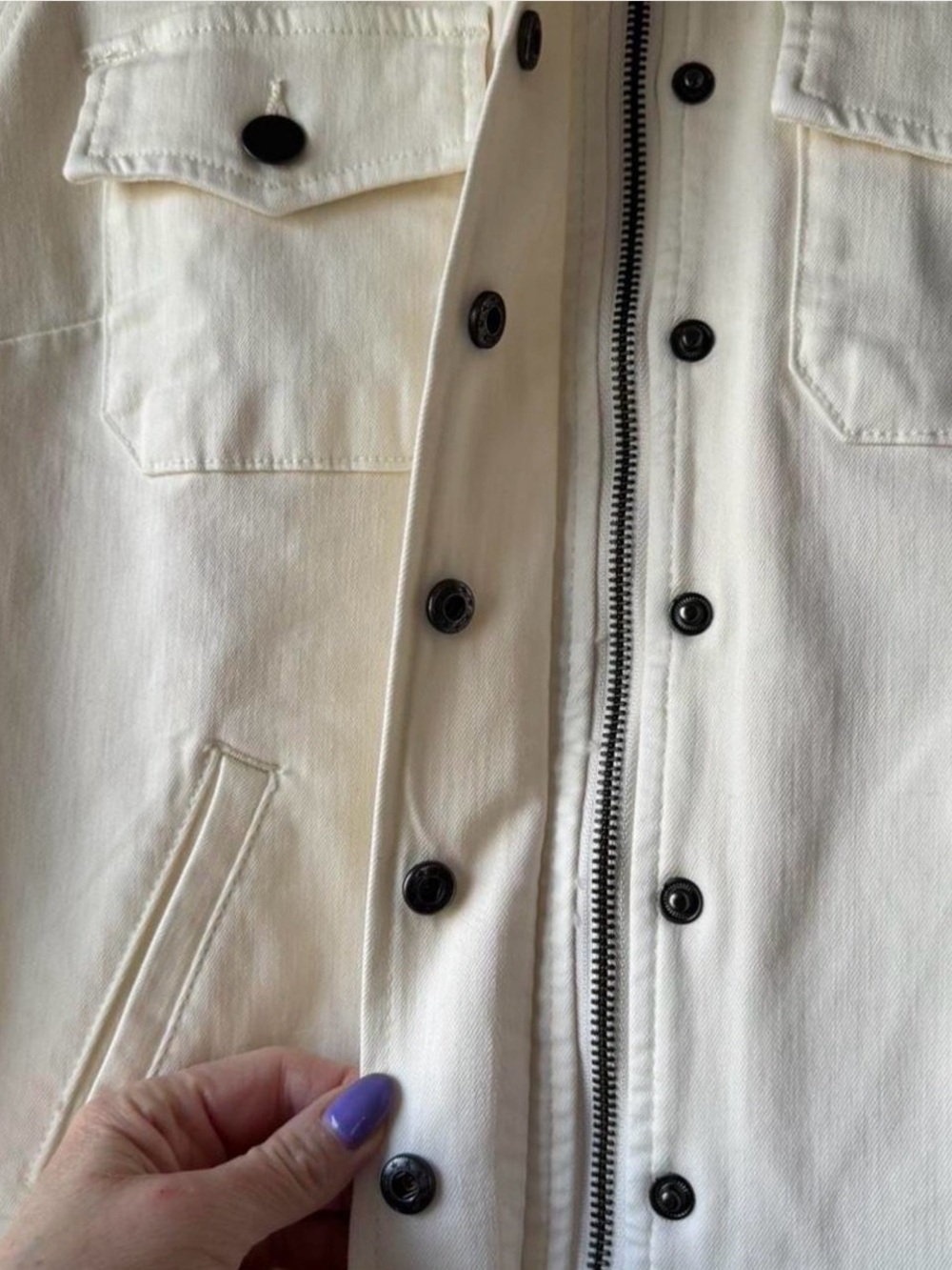Kut from the Kloth Cream Denim Chore Jacket - Picture 5 of 13